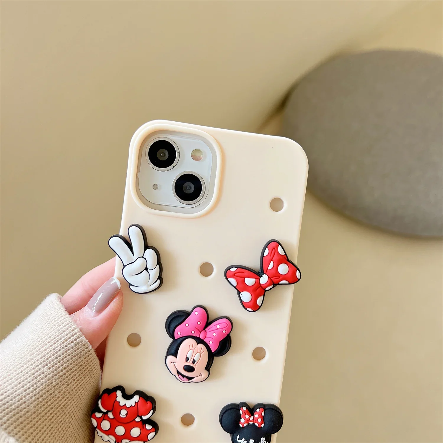 Luxury Disney Mickey Mouse DIY Couple 3D Stereoscopic Phone Cases For iPhone 15 14 13 12 11 Pro Max XR XS Plus SE 2023 BackCover