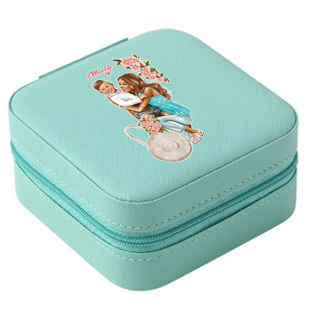 Jewelry Storage Box Mom Pattern Travel Storage Organizer Jewelry Case Earrings Necklace Ring Jewelry Organizer Display