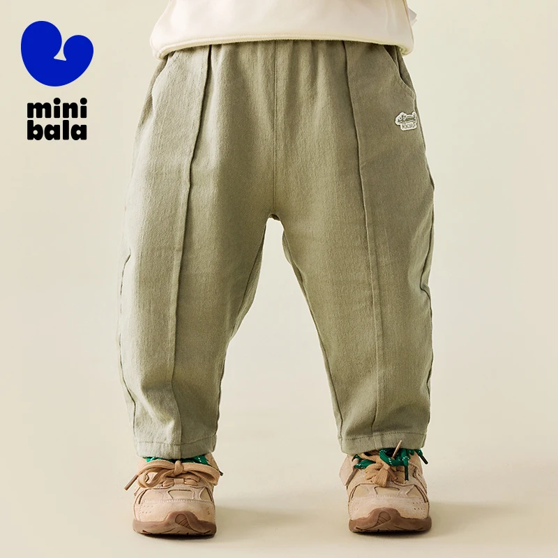 

Mini Bala Boys Pants 2025 Autumn New Soft Denim Fade Resistant Casual Trousers