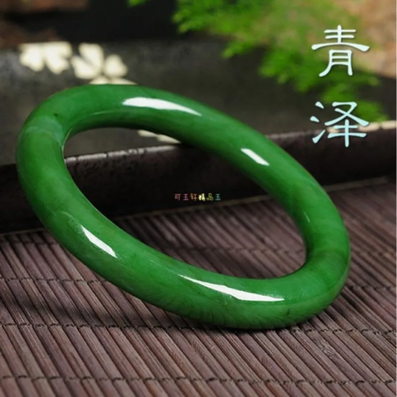 Natural Xinjiang Hotan , Thin Band, Girl's Style, Old Mine Spinach Green Kunlun Jadeite Round Jade Bracelet