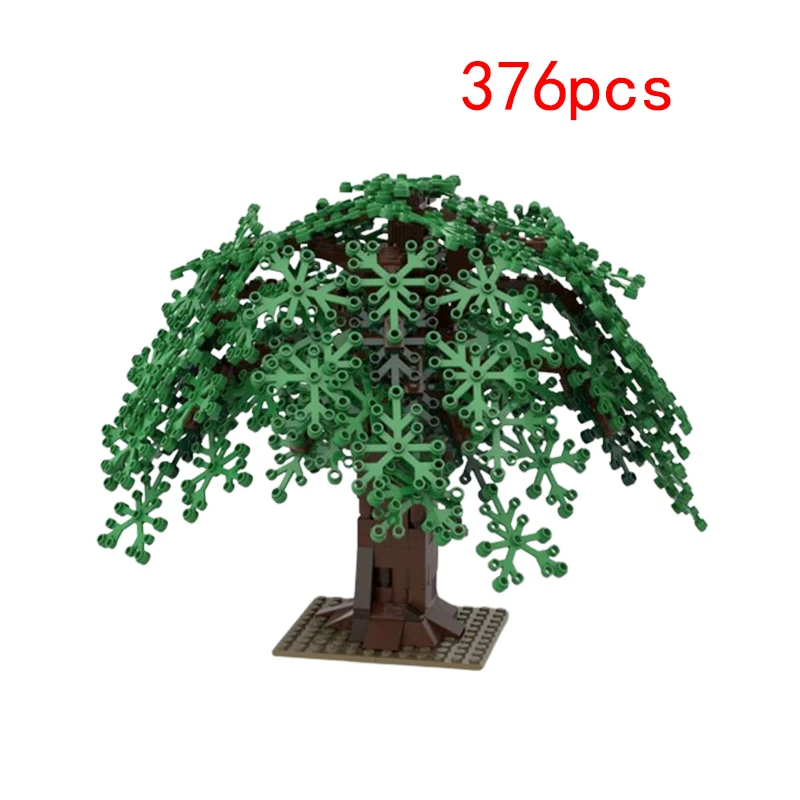 Spot MOC small particle assembly building blocks plant willow small green tree swamp tree house park decoration toy model