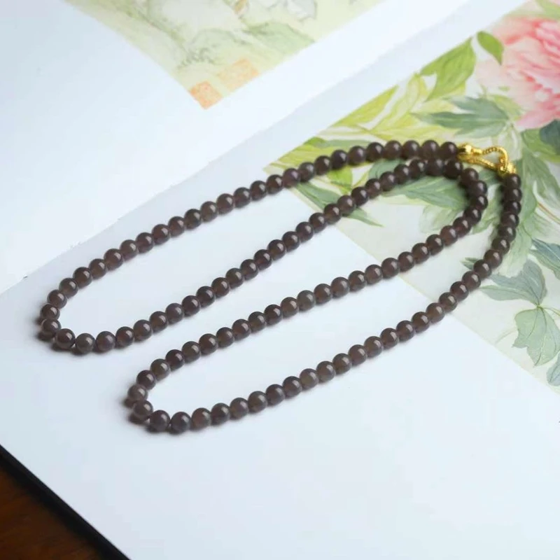 

, Natural Hetian , Qinghai , Old Material, Smoky Purple Jade, 108 Bead Necklace, Multi-