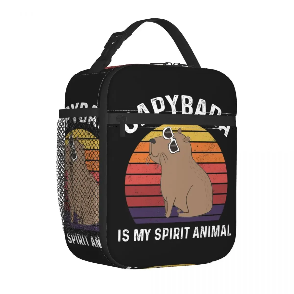 Retro Vintage Capybara Is My Spirit Animal Insulated Lunch Bag Thermal Meal Container Large Tote Lunch Box Food Handbags Beach