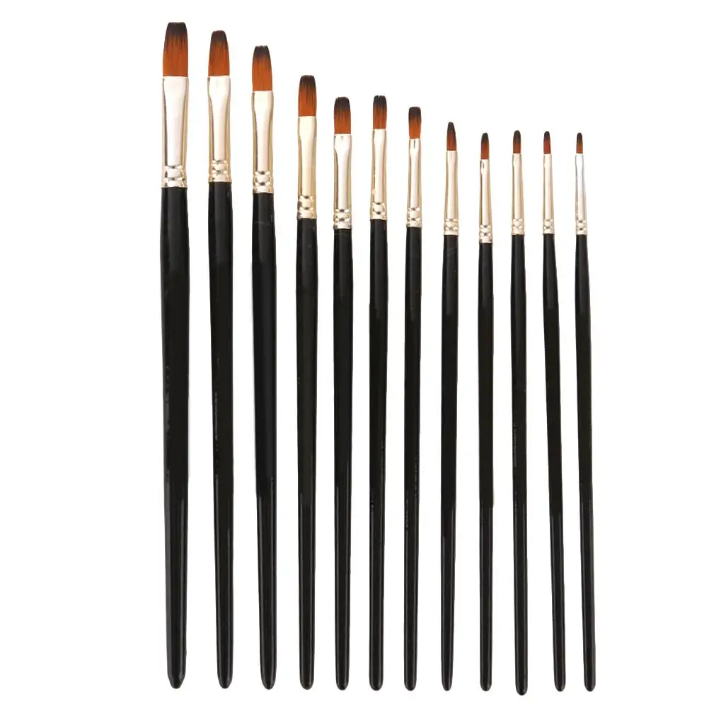 

12 Pcs Color Nylon Brushes Set for Painting Drawing Watercolor Nylon Painting Brushes Acrylic Oil School Events
