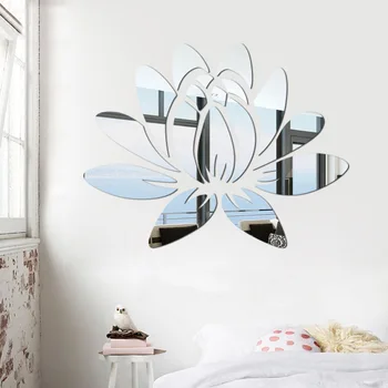 3D Lotus Acrylic Mirror Sticker 1
