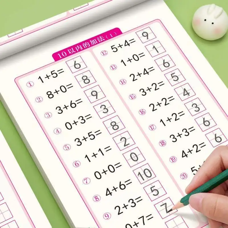 46 صفحة للأطفال إضافة وطرح تعلم الرياضيات كتاب تمرينات 3-6 سنوات من العمر دفاتر ممارسة الكتابة اليدوية