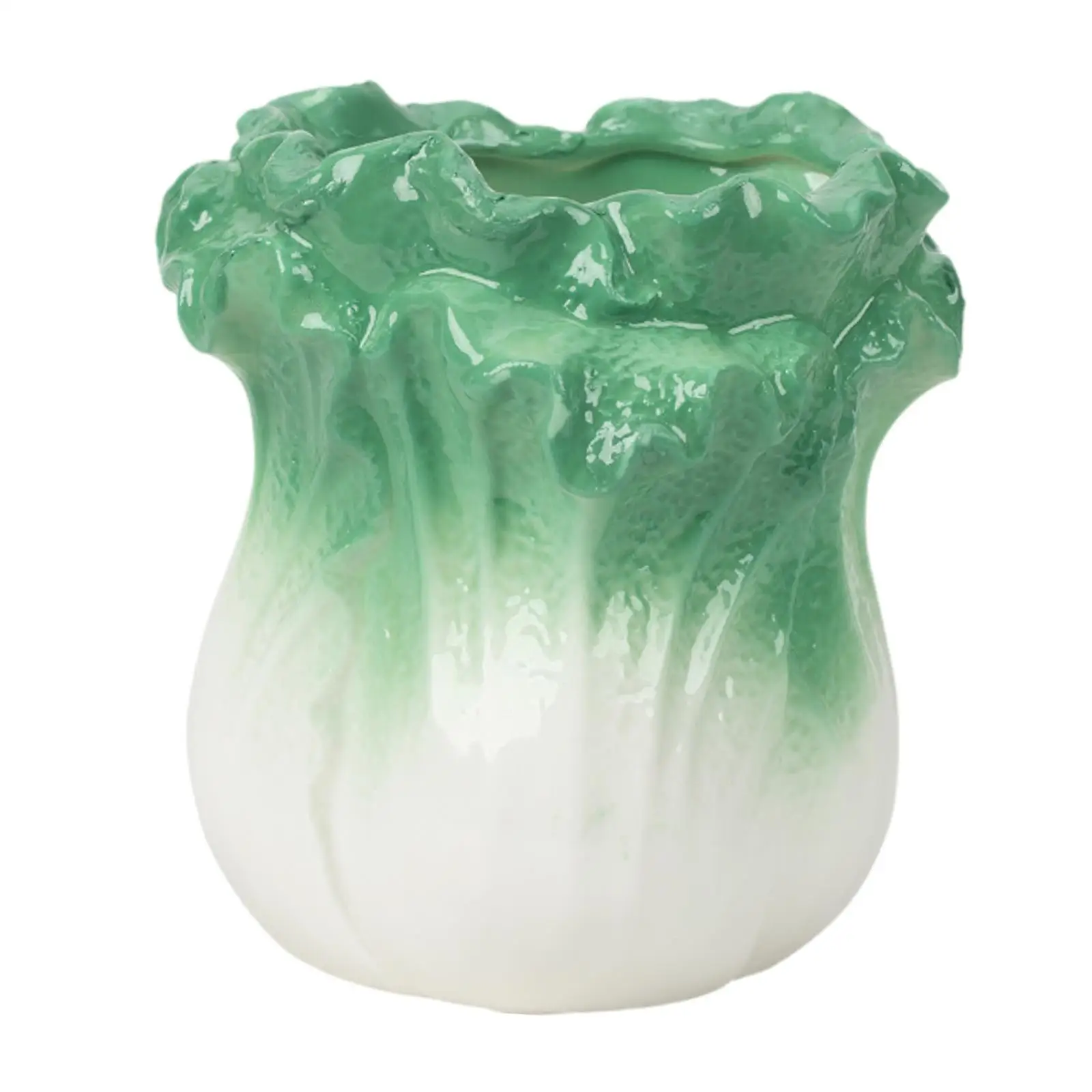 Ceramic Cabbage Pen Holder Pencil Cup Desk Decor Cute Plant Figurine Storage Organizer for Pens Markers Home Office Living Room