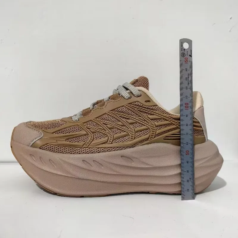 Popular Thick Soled Height Increasing Couple's Casual Sports Shoe Mesh Breathable Men's Outdoor Running Shoe White Walking Shoes
