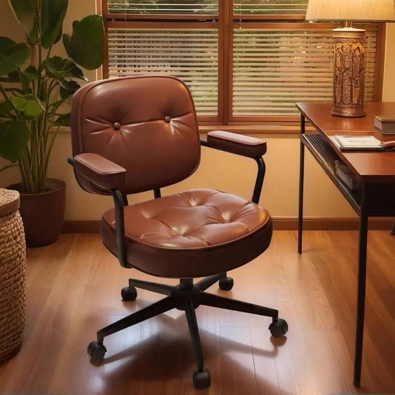 

Armrest Wheels Office Chair Luxury Elegant Comfy Nordic Living Room Gaming Chairs Study Relaxing Silla Oficina Home Furniture