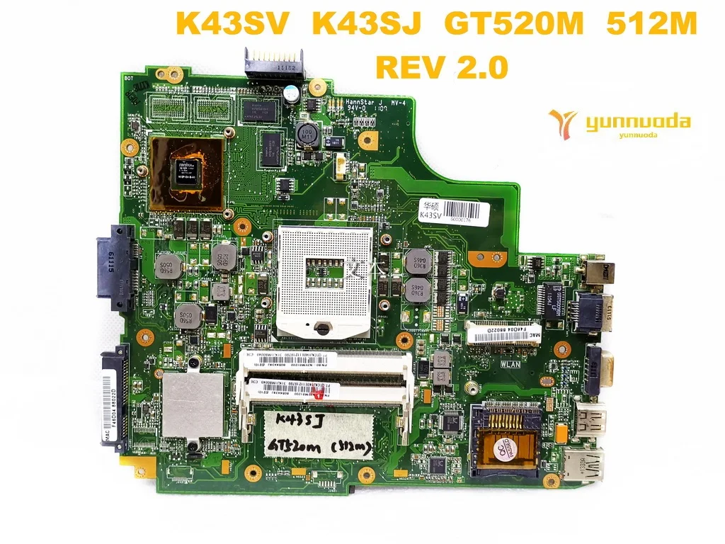 Original for ASUS K43SJ  K43SV laptop  motherboard  K43SV  K43SJ  GT520M  512M   REV 2.0  tested good free shipping