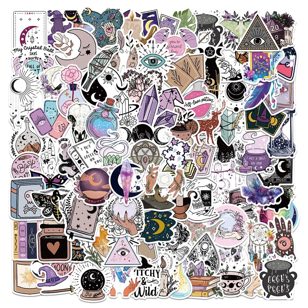 

50/100pcs Bohe Witchy Apothecary Stickers Witch Sticker Astrology Tarot Goth Stickers Waterproof Toy Decals for Kid Girl Gift