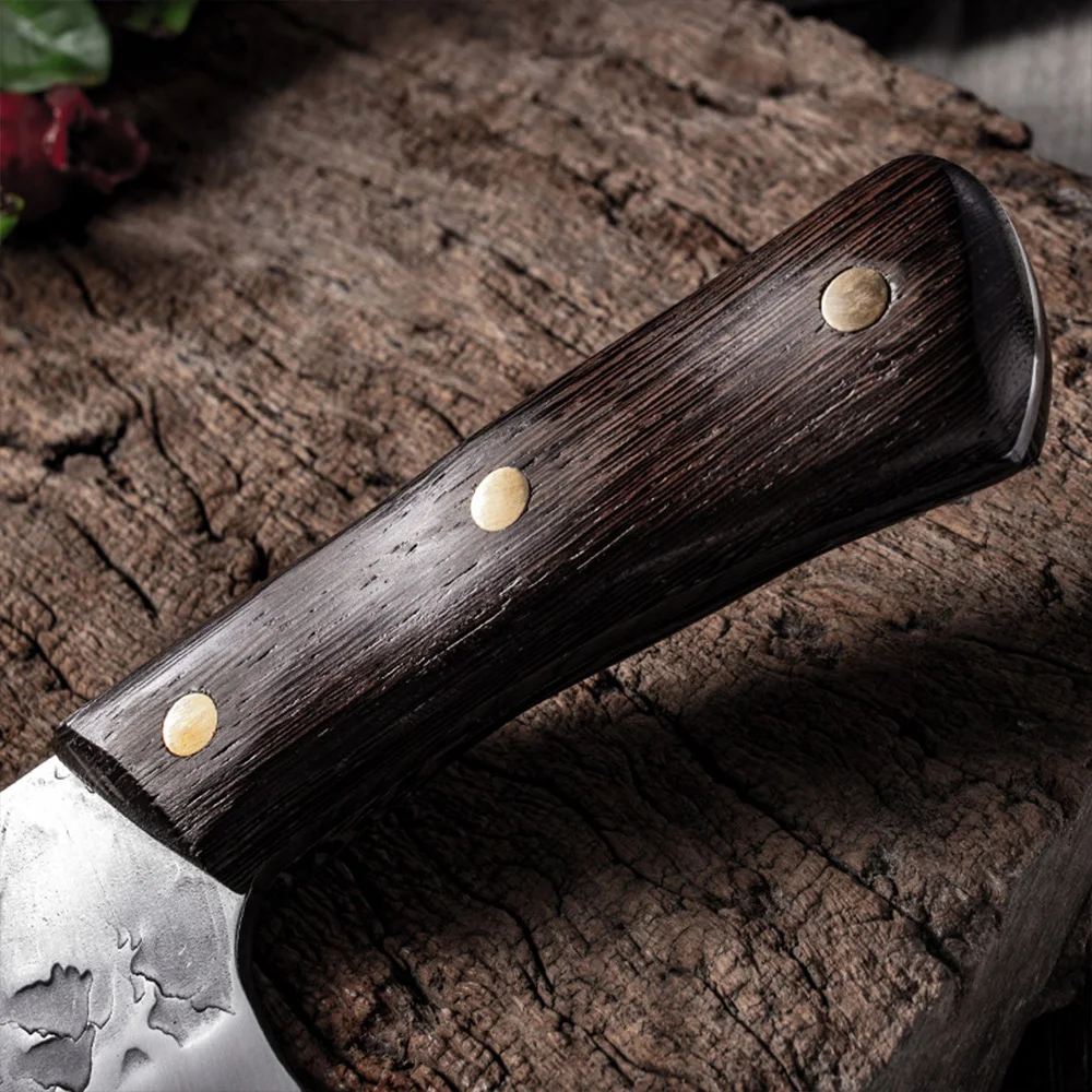 Forged Stainless Steel Cleaver Knife 8 inch Chef Butcher Meat Vegetables Slicing Knife Fish Knife Wooden Handle Kitchen Knives