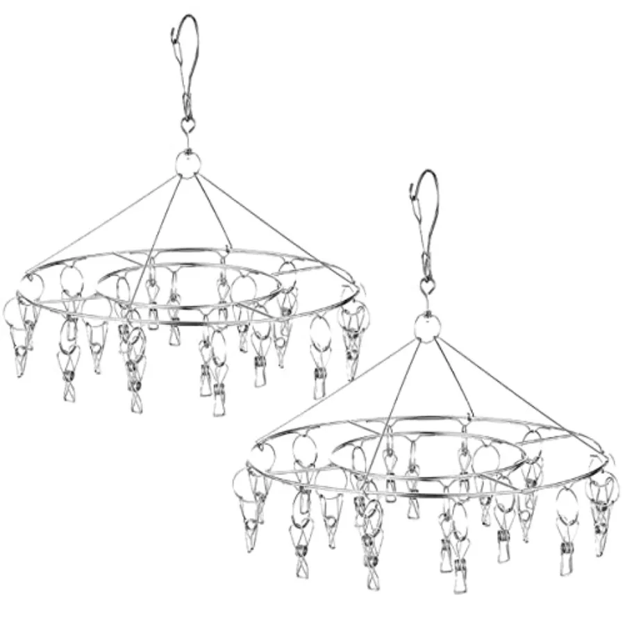 2 Pack Stainless Steel Hanging Drying Rack with Clips