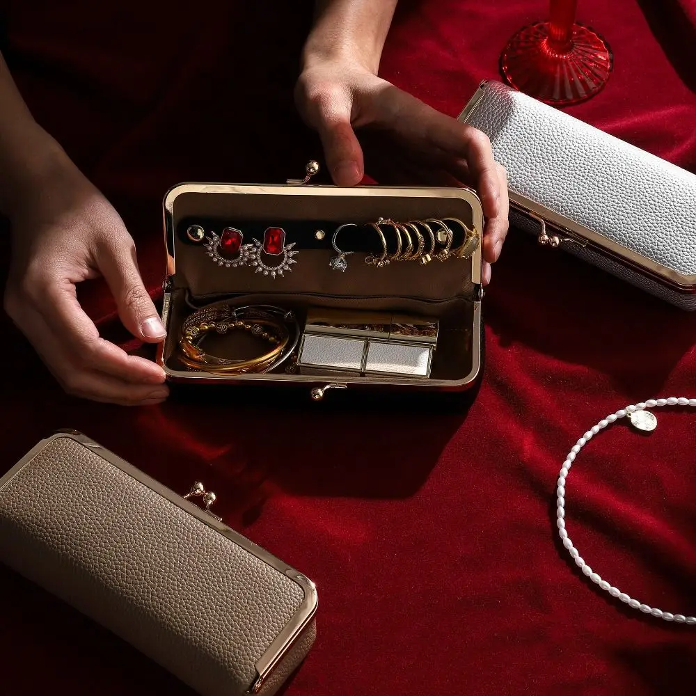 

Многофункциональная сумка для хранения украшений из искусственной кожи с автоматическим закрытием и защитой от потери, женская косметичка, элегантная и модная.