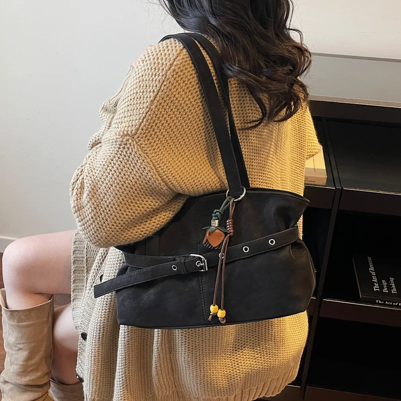 

2025 New Vintage Large Capacity Shoulder Bag for Women, Genuine Leather Multi-way Crossbody Tote, Retro Chic Work Purse