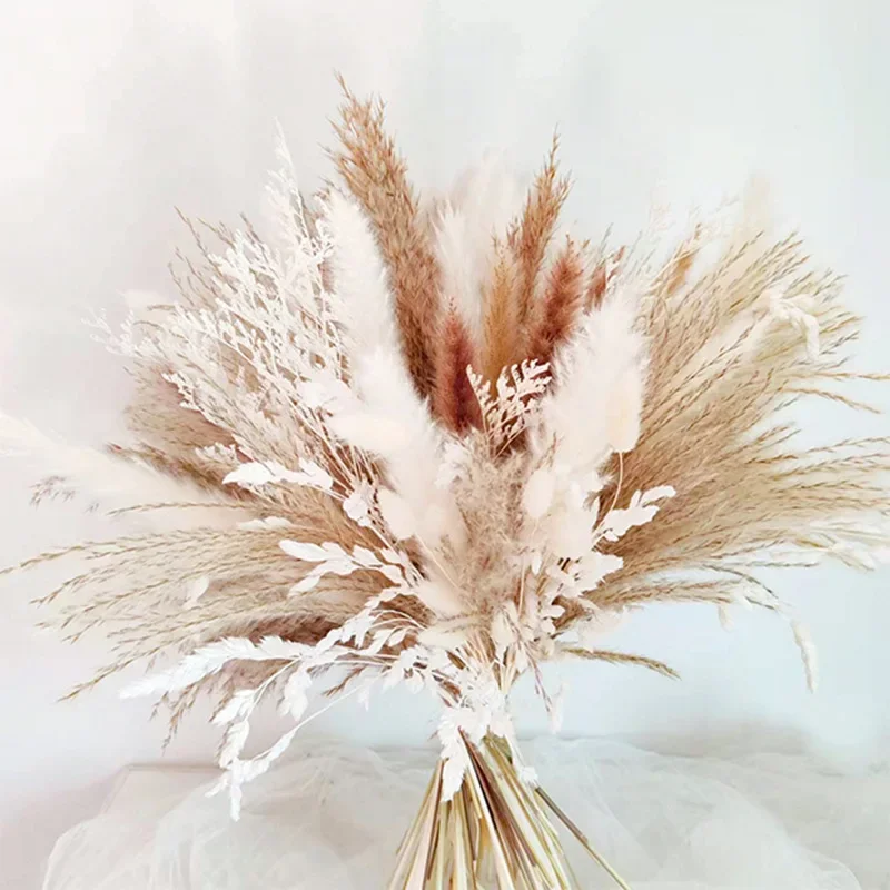 Natural Real Dried Flowers Nordic  Wedding Decoration Fluffy Pampas Grass Bouquet Boho Garden Home Decor Party Accessory Props