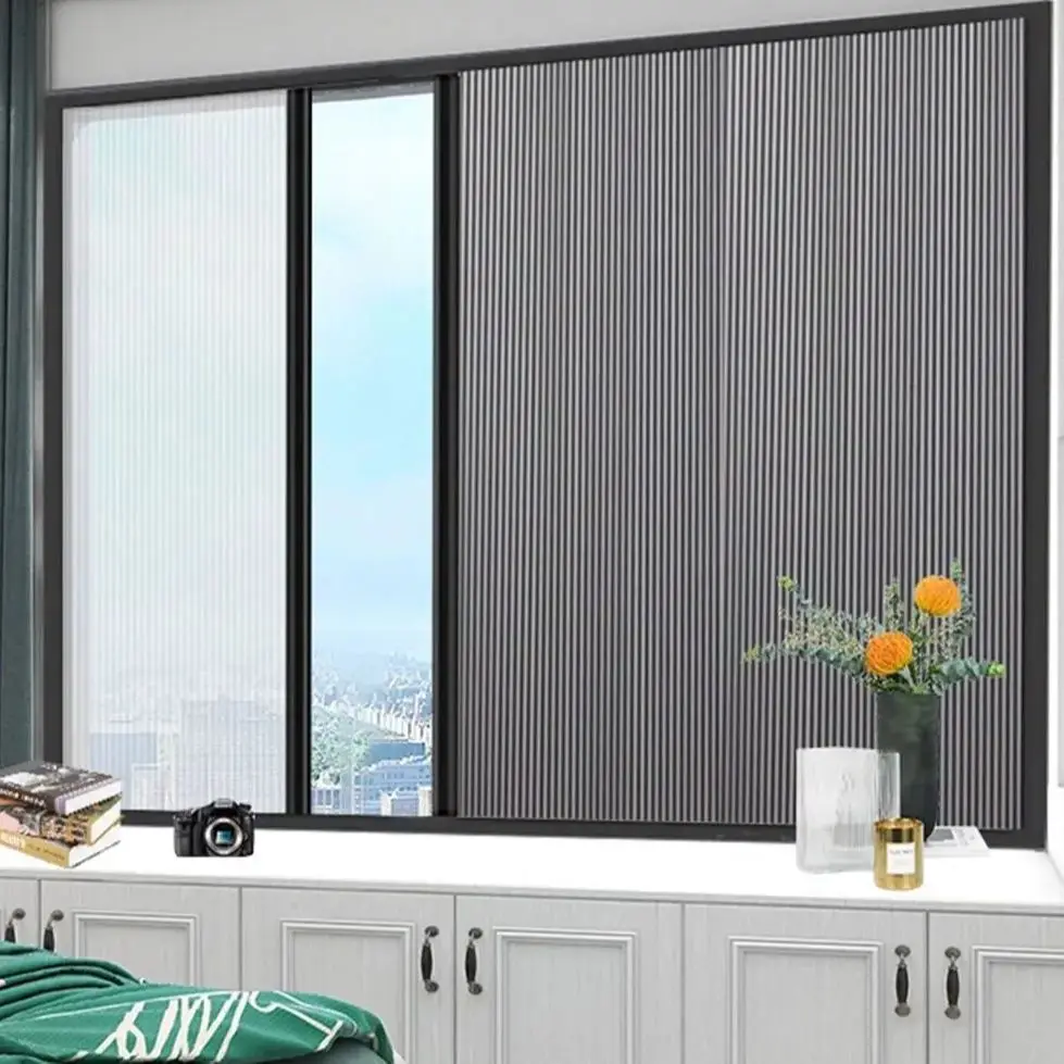 2 in 1 Day & Night Honeycomb Celluar Shades with Blackout Fabric & Mosquito Net. 100% Blackout & Insect Proof for Sliding Door