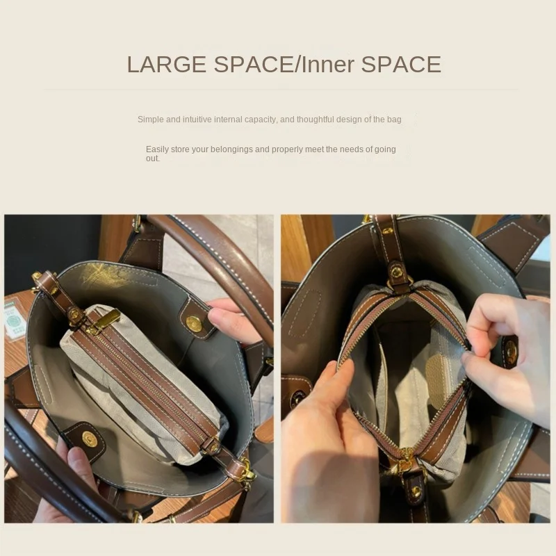 حقيبة نسائية لخريف وشتاء 2025 حقيبة يد جديدة من الجلد الطبيعي مصممة بكتف واحد راقية بسعة كبيرة #6