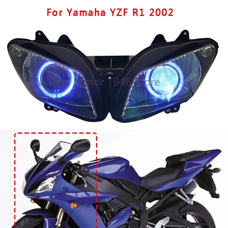 

Custom Clear Front Motorcycle Headlight Headlamp Head Light For Yamaha YZF R1 2002-2003 Newest Head Lamp Headlight assembly