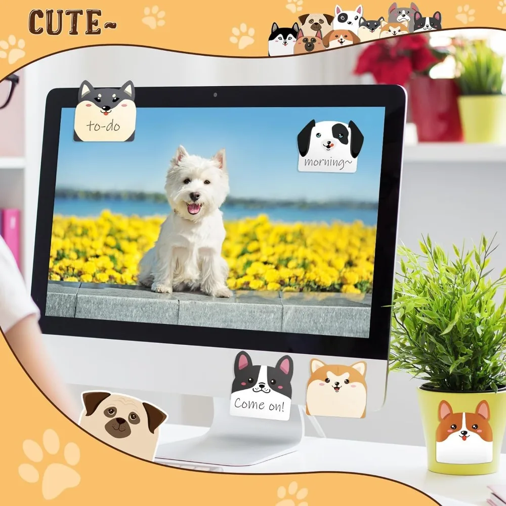12pcs Cute Kitty Animal Memo Pad Meow Creative Cat Sticky Note Cartoon Posted Dog Message Paper Office