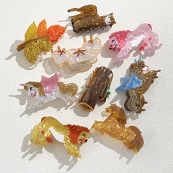 AENSOA Animal Series Lion Unicorn Hair Accessories Creative Original Design Stump Cotton Maple Leaf Pattern Claw Clip For Women
