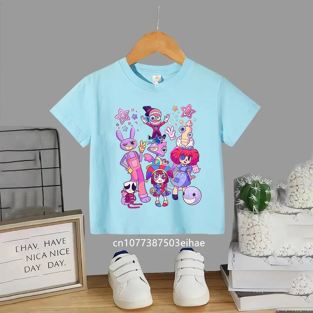 Kids Casual Summer Tops The Amazing Digital Circus Anime Print Cotton Tees, Short Sleeve Tshirts for Boys Girls Party Gift