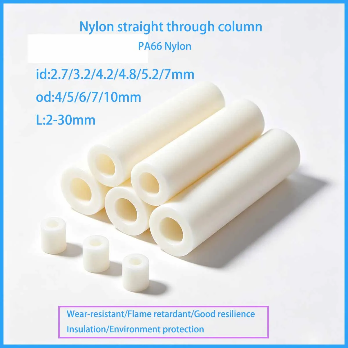 100/200/500PCS M2.5M3M4M5M7 Nylon Straight Through Column ABS Plastic Insulated Spacer Column Screw Sleeve