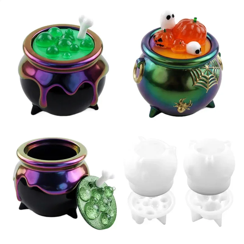 Halloween Silicone Casting Mold Multi-Functional Reusable Cauldron Mould for Crafting Projects Storage for Beginners