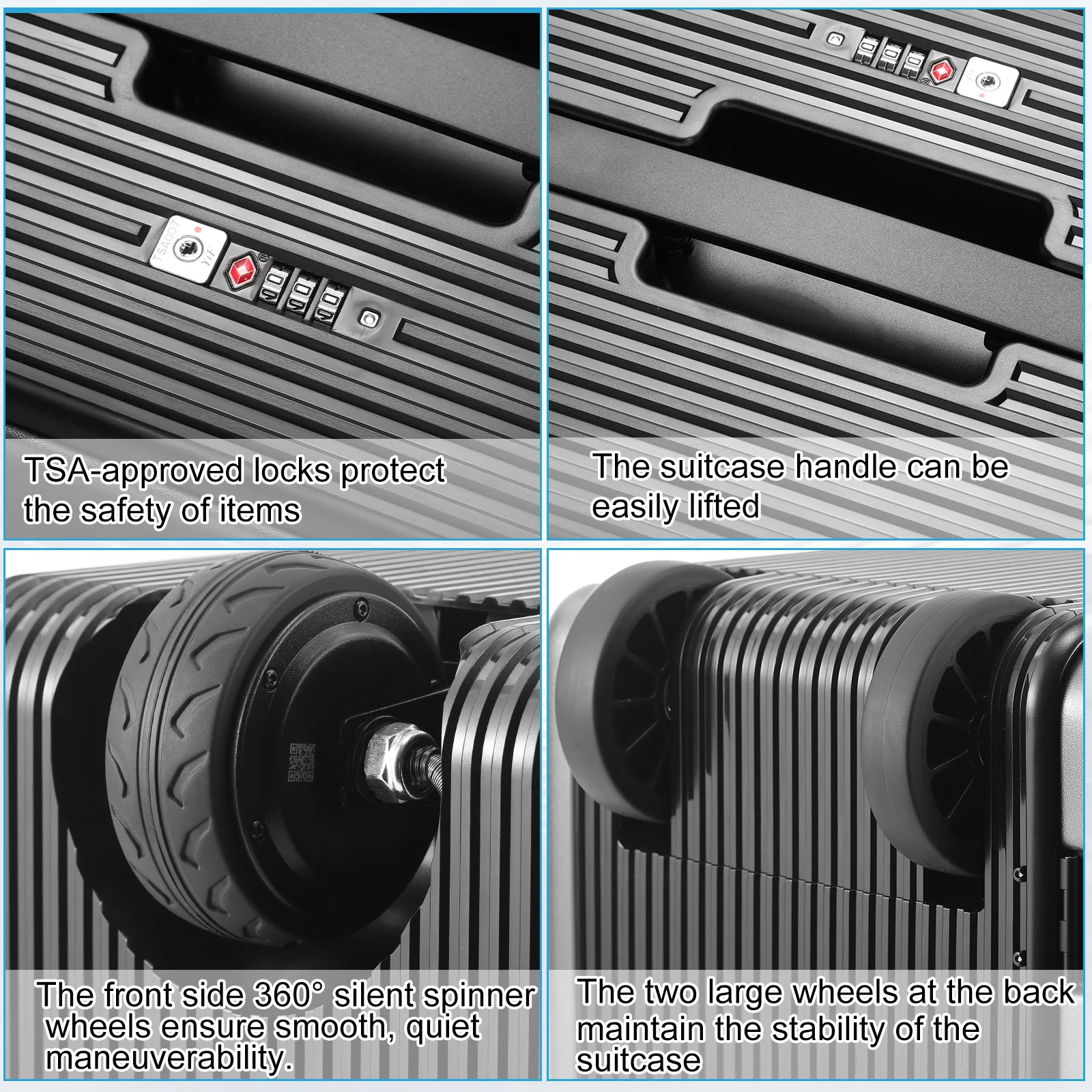 20 بوصة حقيبة كهربائية 40L سعة كبيرة الصعود حقيبة تروللي بعجلات مع قفل TSA للرجال النساء ركوب السفر المتداول الأمتعة #6