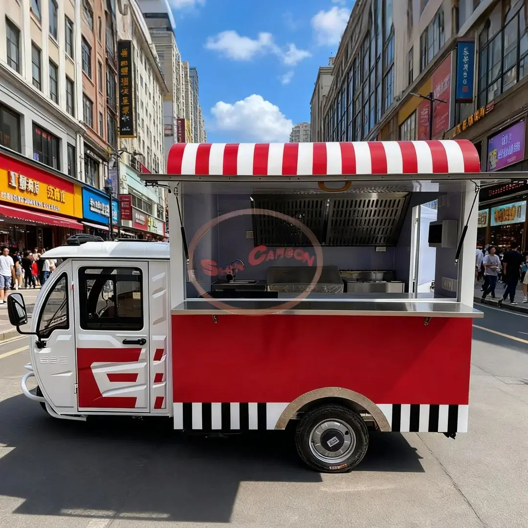عربة بيع خارجية قابلة للتخصيص، شاحنة خفيفة متنقلة متينة ومحمولة لمقطورة طعام الشاي والحليب والشواء