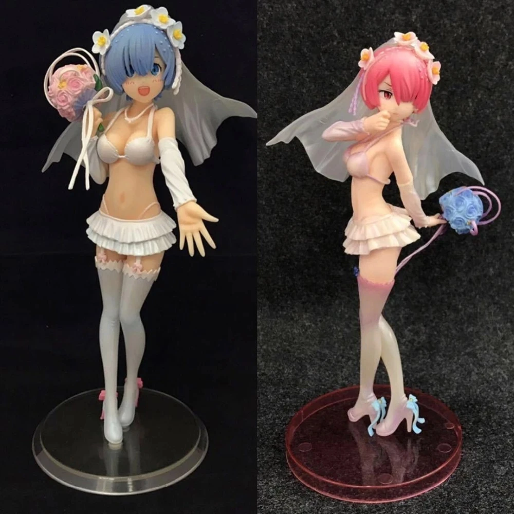 Re:Life In A Different World From Zero Rem Ram Wedding Dress Ver. Anime Figure Collectible Model Toy Ornament