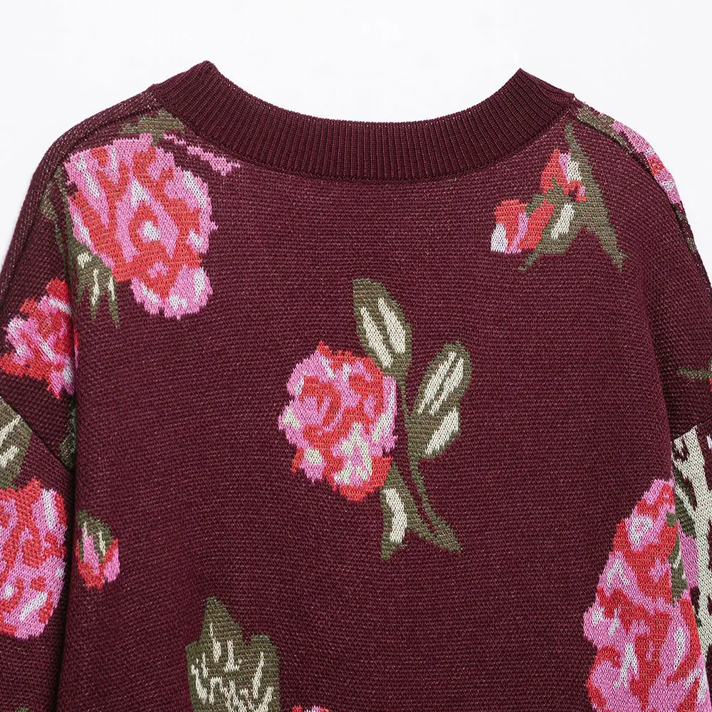 Cárdigan de punto Jacquard de mezcla de lana a la moda con apliques de rosas hiladas, camiseta abierta de estilo europeo y americano para mujer