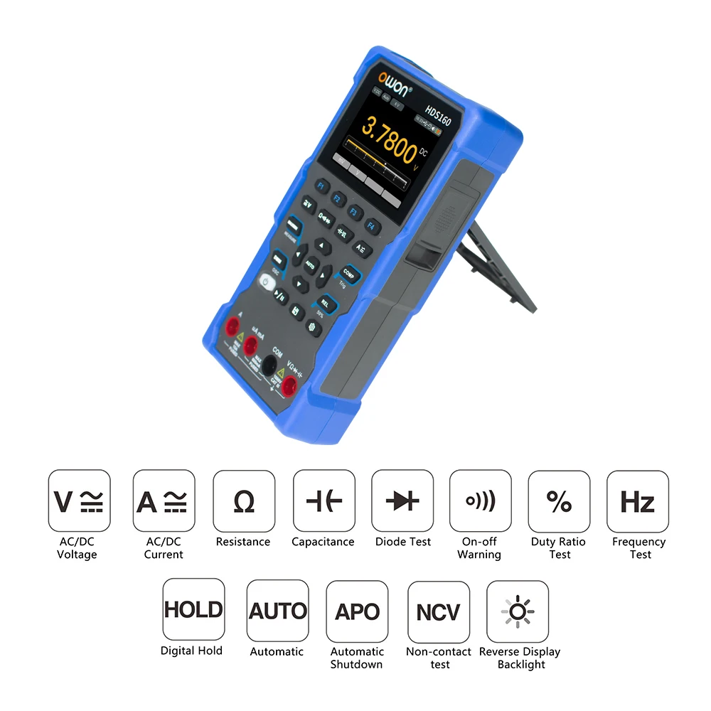 OWON HDS Oscilloscope Multimeter,4.5 Digit 20000/60000 Counts True RMS Multimeter,1MHz 1CH Oscilloscope,AC DC Voltmeter Current