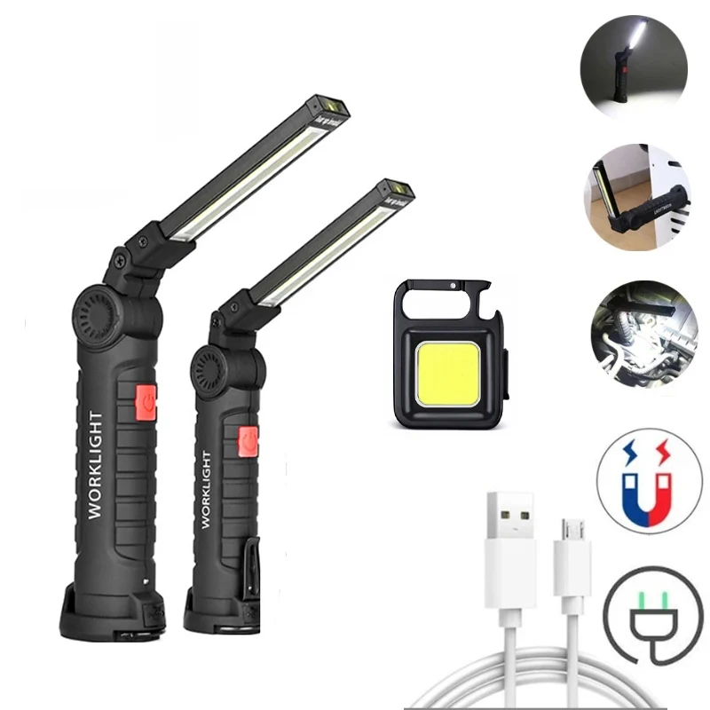 COB LED Tactical Flashlight USB Rechargeable Torch Waterproof Work Light Magnetic Lanterna Hanging Lamp For Night Lighting