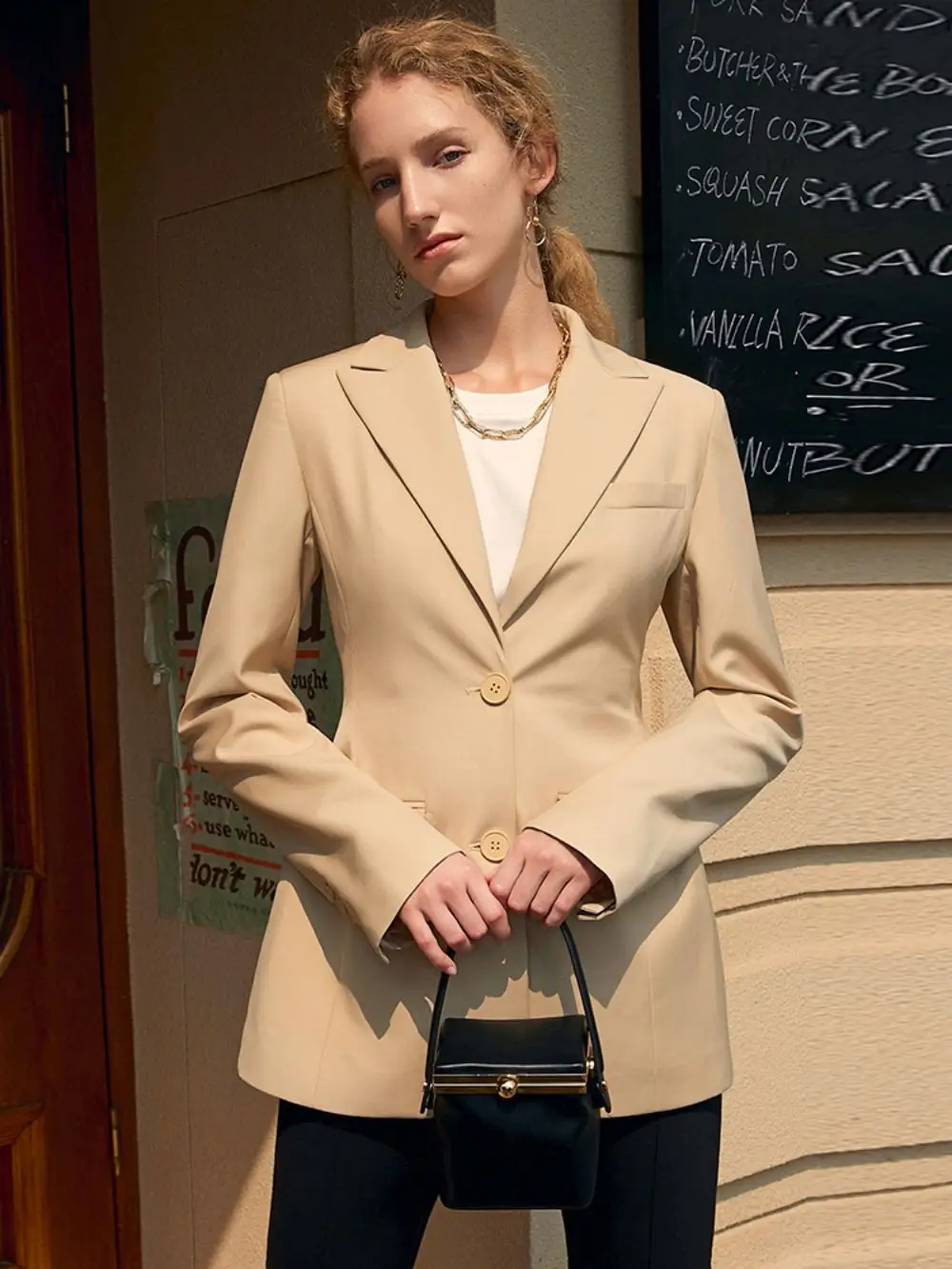 2023 New Slim Minimalist Blazer For Women Lapel Collar Office Ladies Coat Long Sleeve Solid Color Single Breasted Female Jacket