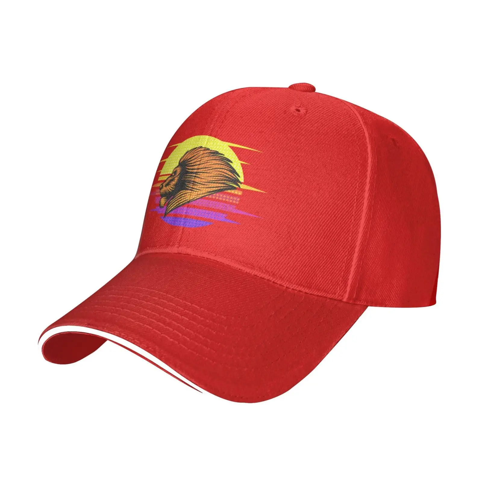 Lions Blown by the Wind Head Trucker Baseball Cap for Men Women Hat Sandwich Brim Dad Hats