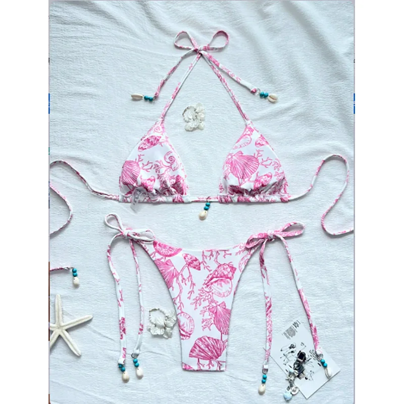 

Fashion Floral Brazilian Style Bikini Women's Sexy Split Swimsuit Maillot De Bain Femme Sexy Suspender Bathing Suit