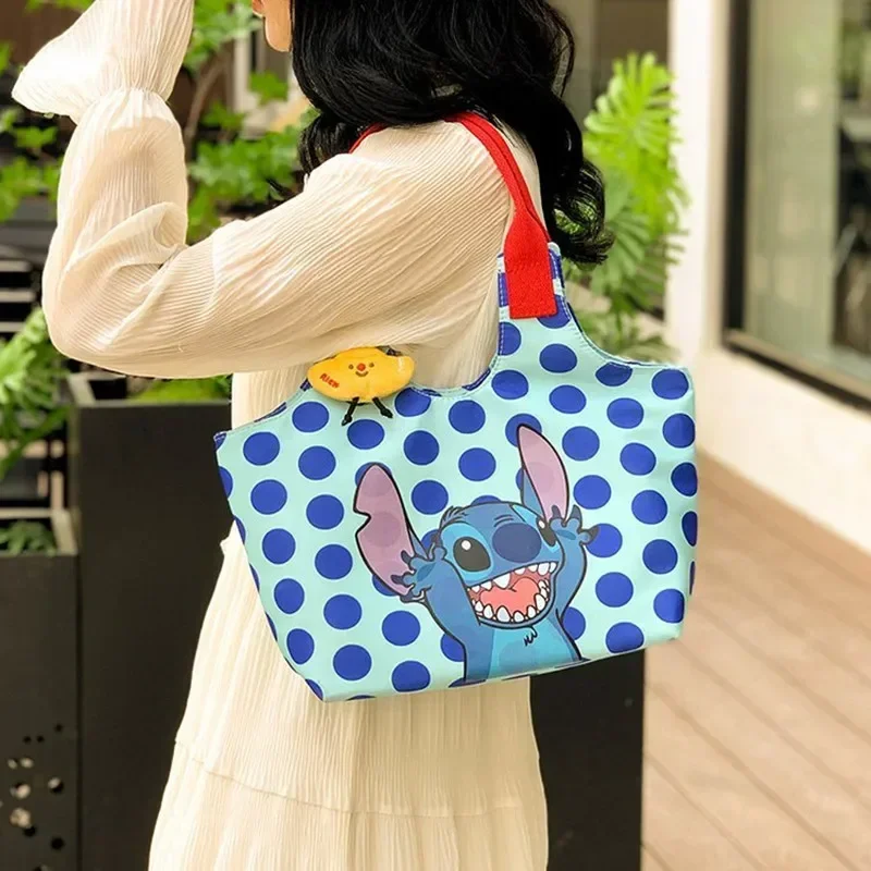 Disney Mickey Mouse Canvas Shoulder Bag Sweet Girl Stitch Handbag Fashion Student Cartoon Class storage Tote Bag