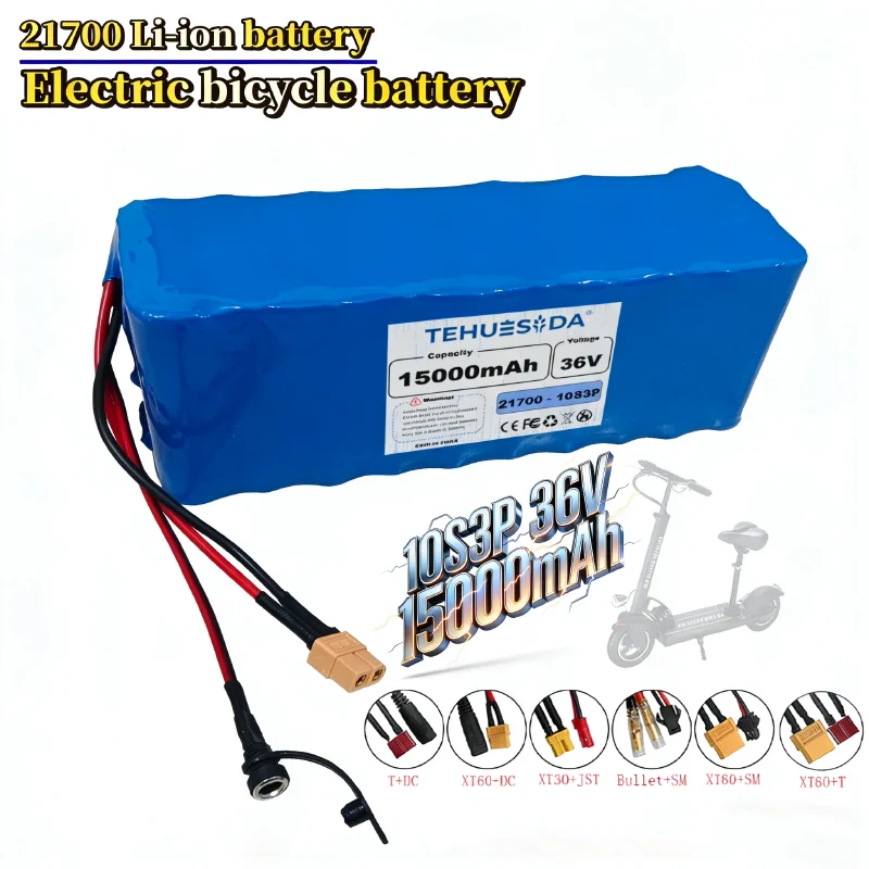 

36V 15000mAh 10S3P Lithium Ion Battery Pack 21700 Cells for Electric Scooter Power Wheelchair DIY Battery with BMS