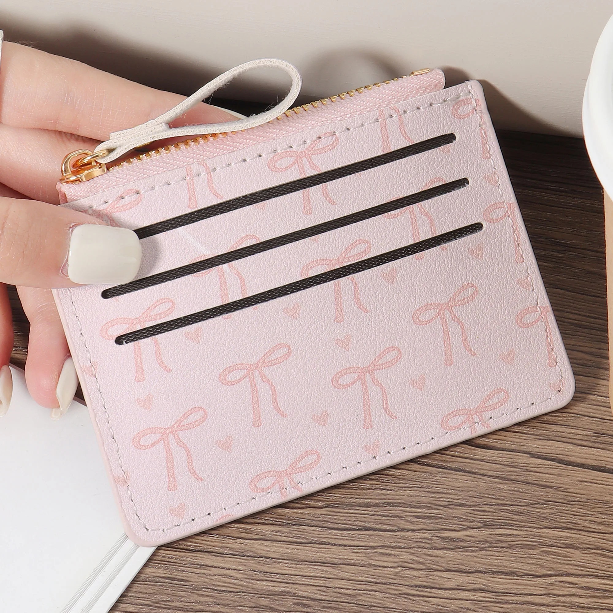 Card clip ultra-thin, lightweight, portable cash, ID card, credit card, coin pocket wallet, fashionable zipper coin wallet, high