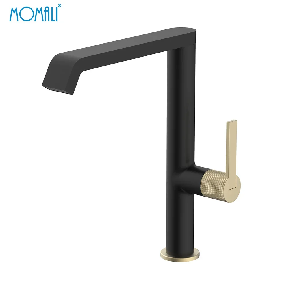 Momali original designer 360 swivel spout modern brush brass gold vintage kitchen sink faucet gold luxury kitchen faucets