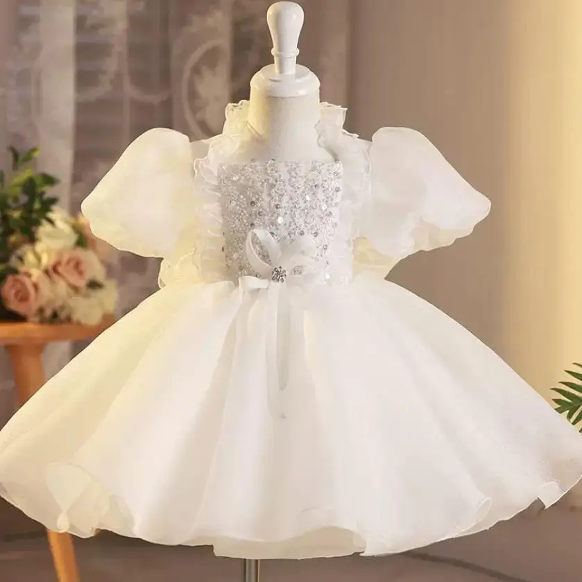 

Children's Sequins Ball Gown Host's Piano Performance Wedding Birthday Girls Party Dresses A4074 Vestidos Bridesmaid Dresses