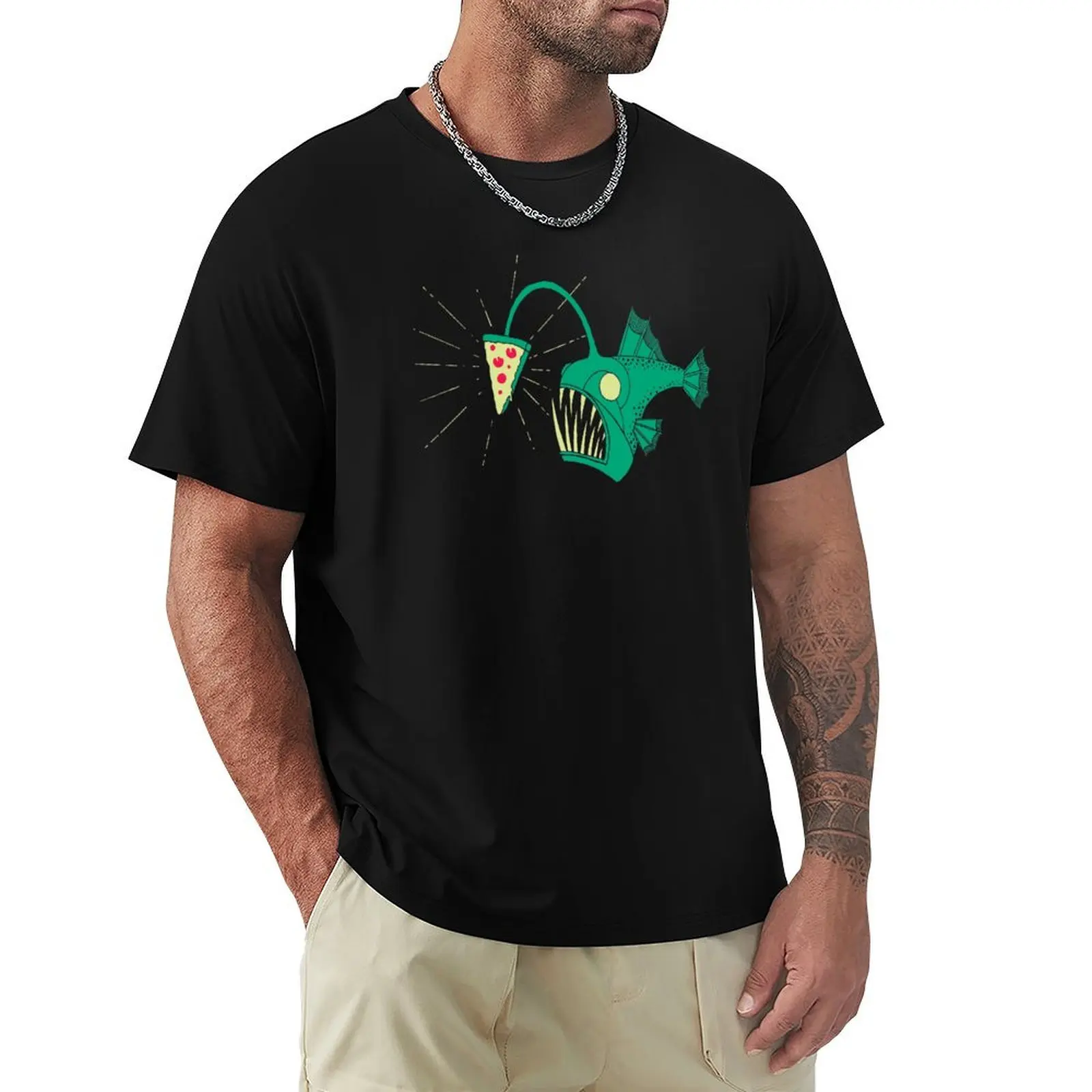 Angling For Pizza T-Shirt Large Size Loose Casual Tee