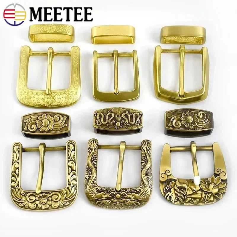 

1Set 40mm Pure Brass Men Belt Buckles Coat Windbreaker Belts Buckle Jeans Pants Waistband Pin Clasp Leather Crafts Accessories