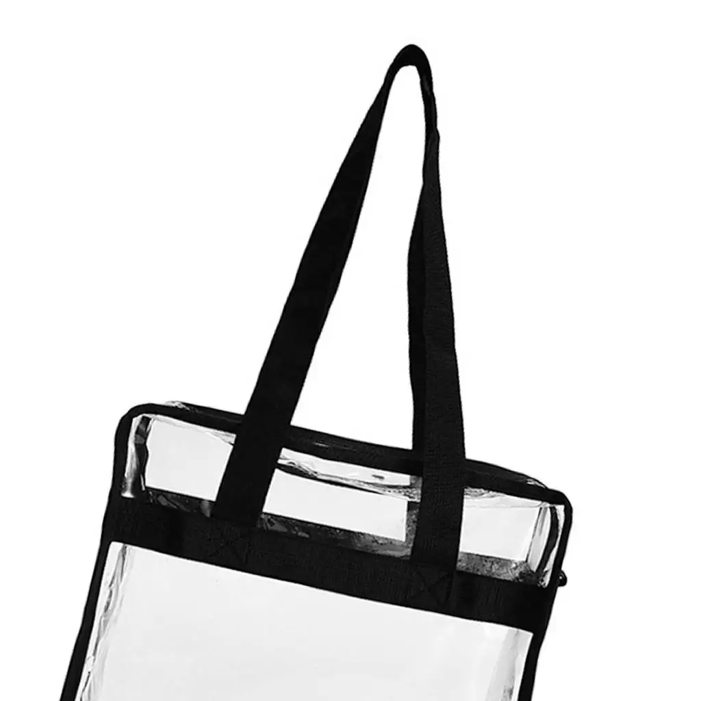 Clear Totes Bag PVC Transparent Purse Handbag Zipper Security Stadium