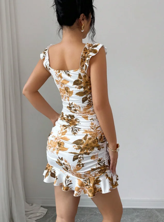 Multicolor mini-cami-jurk in b - French Vintage Floral Midi Dress recensie en prijs
