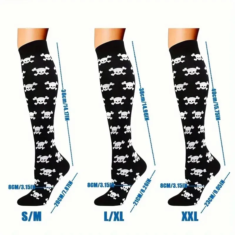 1/4 Pairs Men Women Compression Socks Fashionable Print Suitable Running Hiking Cycling Sports Compression Socks on the Knees