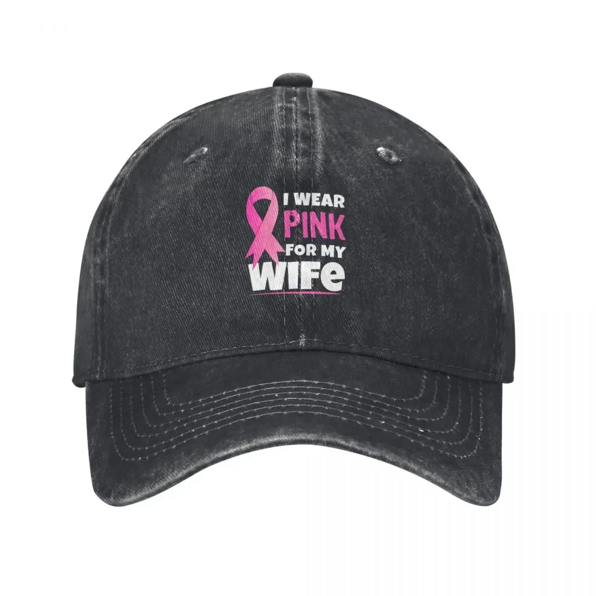 

I wear Pink for my WIFE - Breast Cancer Awareness gift for husbands Baseball Cap Sun Cap Trucker Hats For Men Women's