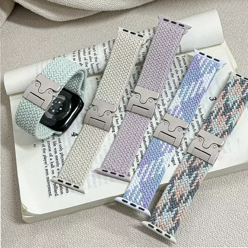 أشرطة المظلة لساعة أبل 10 الفرقة 46 مللي متر 42 مللي متر 45 مللي متر الترا 49 مللي متر 44 مللي متر 41 مللي متر سوار مضفر كوريا iWatch سلسلة 9 8 SE 5 6 7