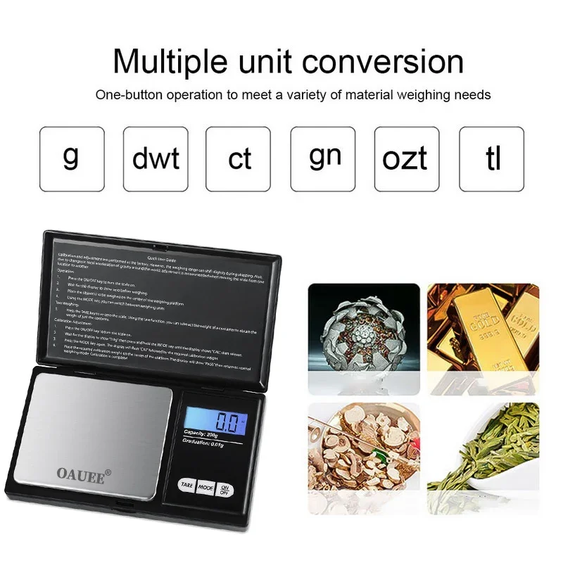 Mini Kitchen Scale Jewelry Stainless Steel 0.01g/0.1g High Precision Electronic Scale Digital Pocket Scale Gold Gram Balance